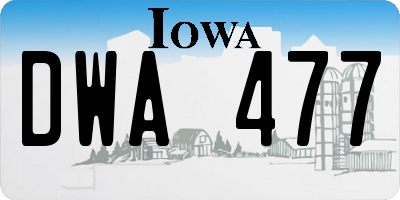 IA license plate DWA477