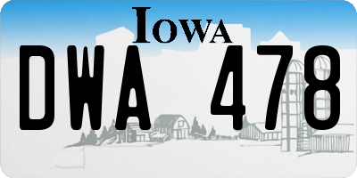 IA license plate DWA478