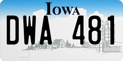 IA license plate DWA481