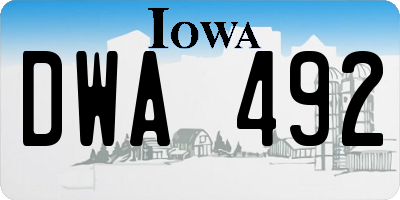 IA license plate DWA492