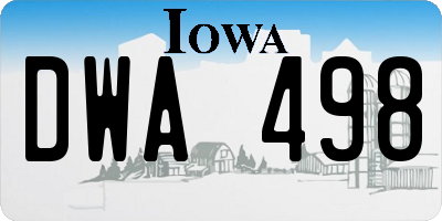 IA license plate DWA498