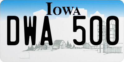 IA license plate DWA500