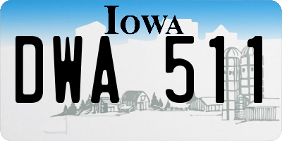 IA license plate DWA511