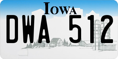 IA license plate DWA512