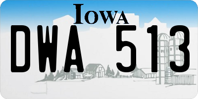 IA license plate DWA513