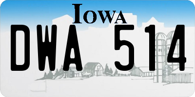IA license plate DWA514