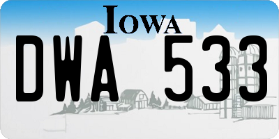 IA license plate DWA533