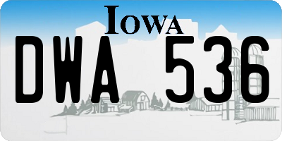 IA license plate DWA536