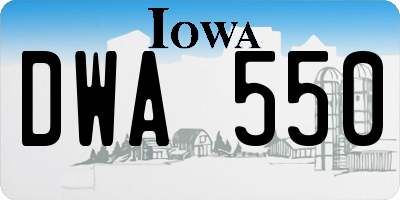IA license plate DWA550