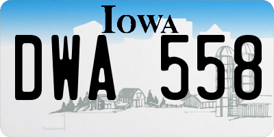 IA license plate DWA558