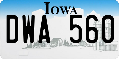 IA license plate DWA560