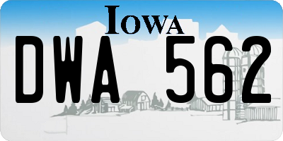 IA license plate DWA562
