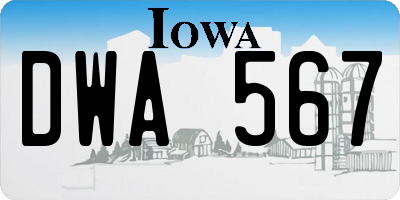 IA license plate DWA567