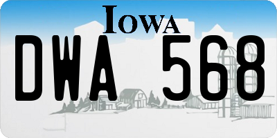 IA license plate DWA568