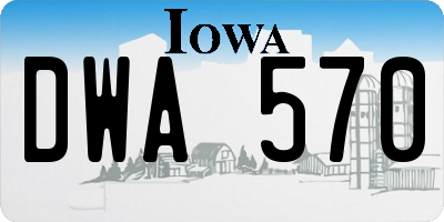 IA license plate DWA570