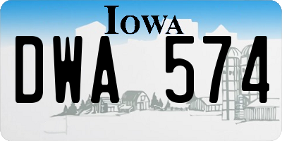 IA license plate DWA574