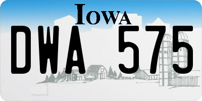 IA license plate DWA575