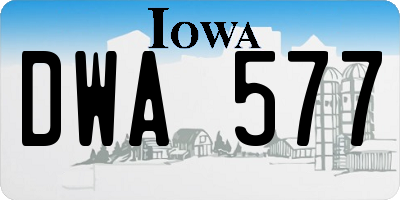 IA license plate DWA577