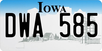 IA license plate DWA585