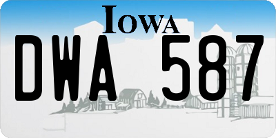 IA license plate DWA587