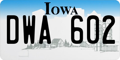 IA license plate DWA602