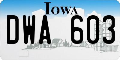 IA license plate DWA603