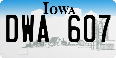 IA license plate DWA607