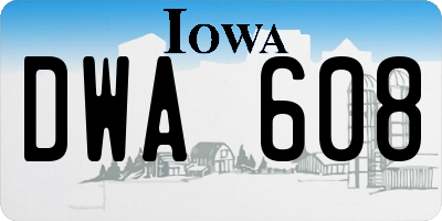 IA license plate DWA608