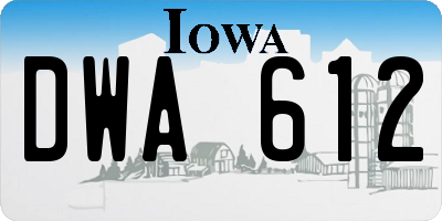 IA license plate DWA612