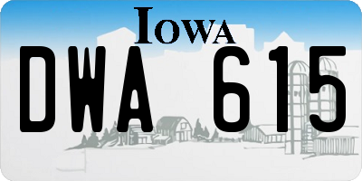 IA license plate DWA615