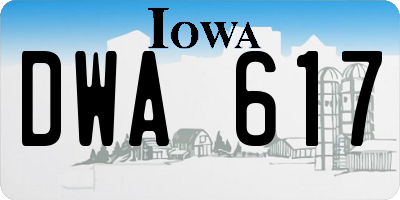 IA license plate DWA617