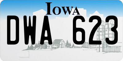 IA license plate DWA623