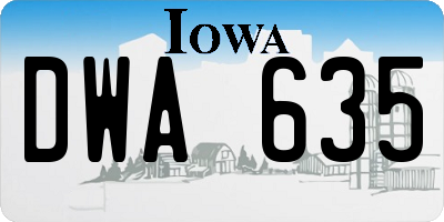 IA license plate DWA635