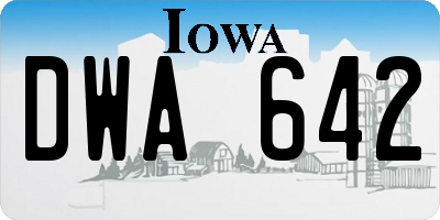 IA license plate DWA642