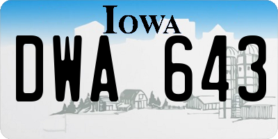 IA license plate DWA643