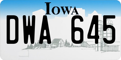 IA license plate DWA645