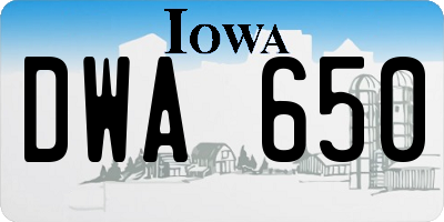 IA license plate DWA650
