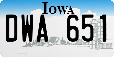 IA license plate DWA651