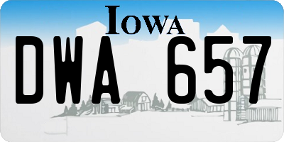 IA license plate DWA657