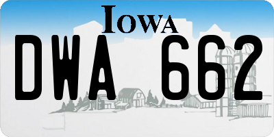 IA license plate DWA662