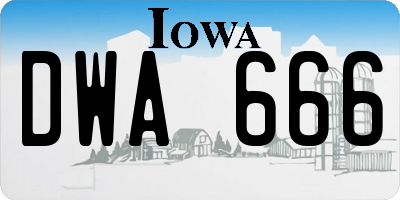 IA license plate DWA666
