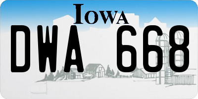 IA license plate DWA668