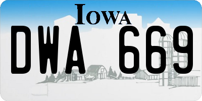 IA license plate DWA669