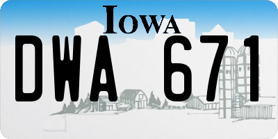 IA license plate DWA671