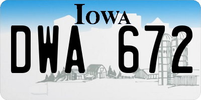 IA license plate DWA672