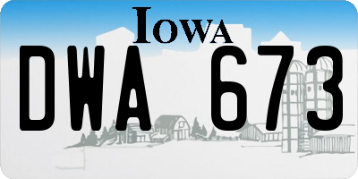 IA license plate DWA673