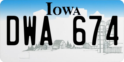 IA license plate DWA674