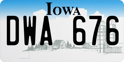 IA license plate DWA676