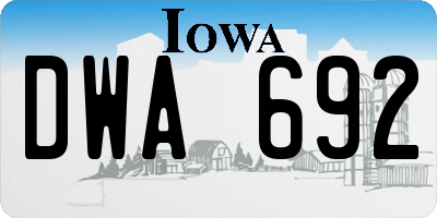 IA license plate DWA692