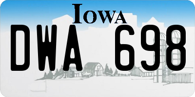 IA license plate DWA698